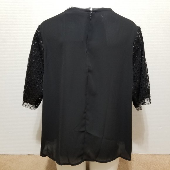 Who What Wear top 2X Plus Size sequin mesh overlay bedazzled bling party evening - Picture 3 of 11